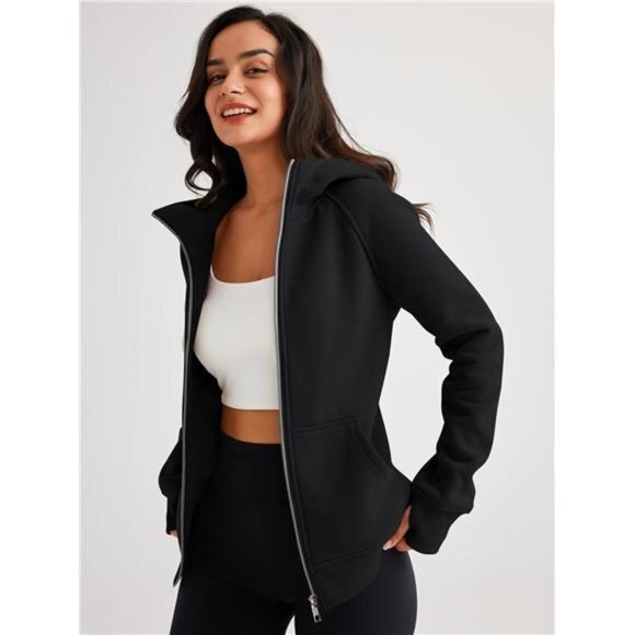 Queen Womens‎ Zip Up Hoodies Fleece Jackets Sweats Fall Outfits Sweaters Pockets - Picture 1 of 7